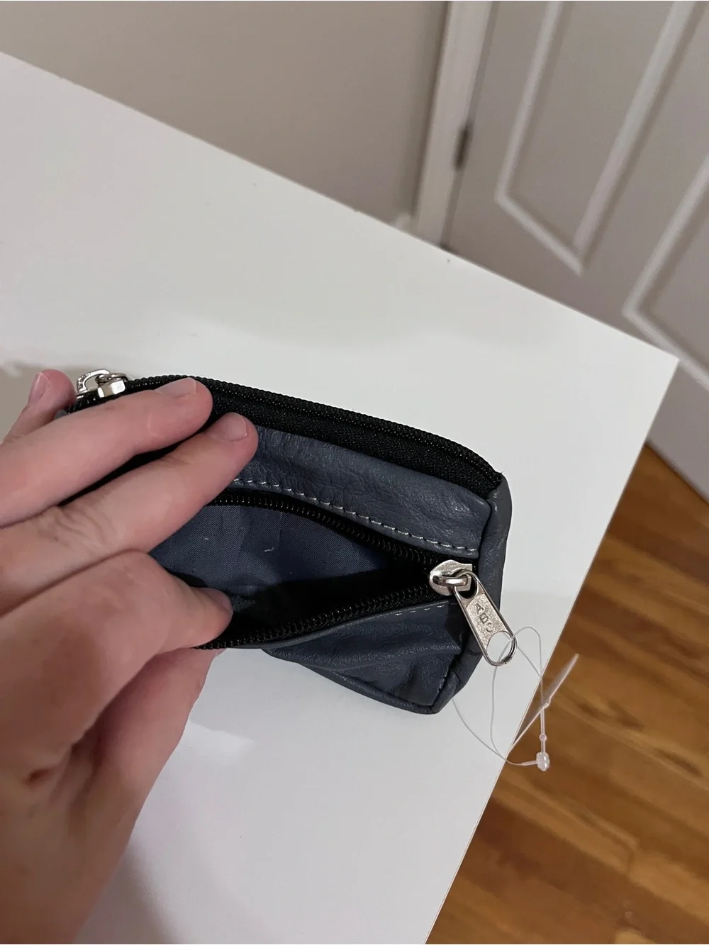Small Black Leather Zip Wallet